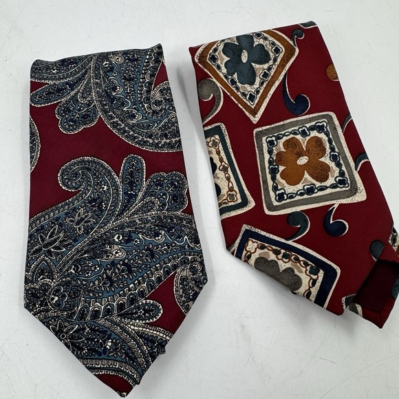 Vintage Givenchy‎ Monsieur Mens 100% Silk Tie Designer AOP Italy Tag Lot Of 2 - Picture 6 of 7